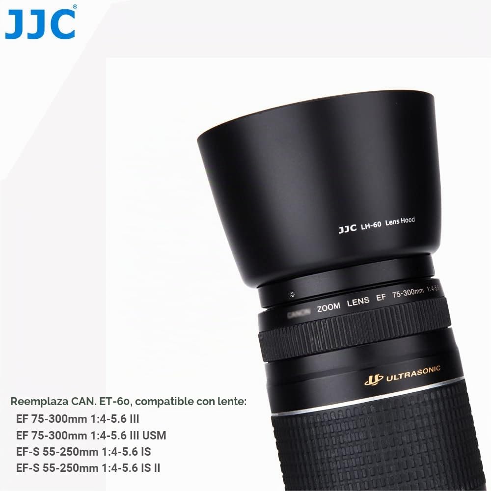 JJC Parasol de objetivo ET-60 de 58 mm para Canon RF 75-300 mm F4.